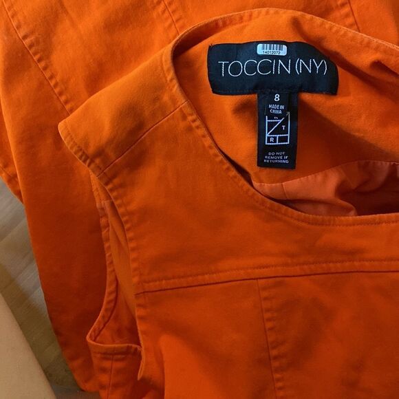 Toccin NY Orange Mini Dress Size 8 - Picture 9 of 9